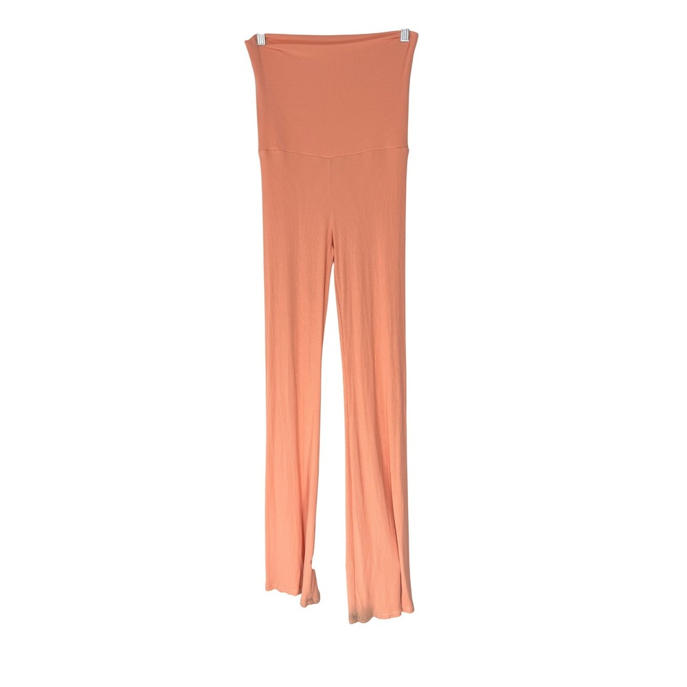 SKIMS Soft Lounge Fold Over Pants Peach Loungewear Cozy Ribbed XS Stretch